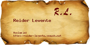 Reider Levente névjegykártya